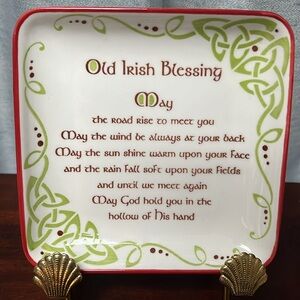 Old Irish Blessing Dish with Blessing & Celtic Knots by Clara Crafts Ireland